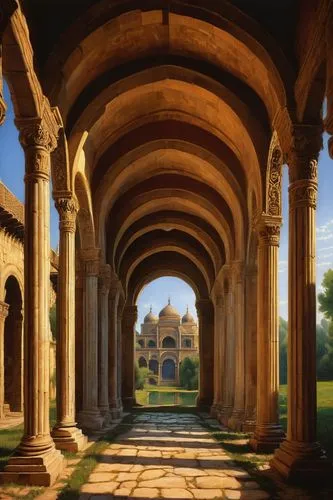 safdarjung,bidar,after the ud-daula-the mausoleum,rajmahal,champaner,shahi mosque,bikaner,mehrauli,qutub,imambara,gwalior,khajuraho,bada bagh,rajasthan,deccan,qutb minar,bijapur,agra,maqbara,orchha,Art,Classical Oil Painting,Classical Oil Painting 16