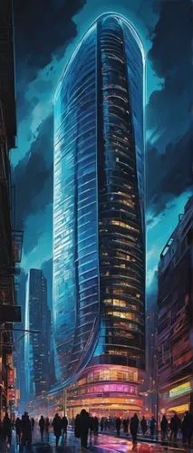 cybercity,futuristic architecture,vdara,the skyscraper,skyscraper,cyberport,cybertown,azrieli,escala,guangzhou,skylstad,skyscrapers,arcology,lexcorp,the energy tower,glass building,skyscraping,skycraper,chengli,renaissance tower,Conceptual Art,Oil color,Oil Color 24