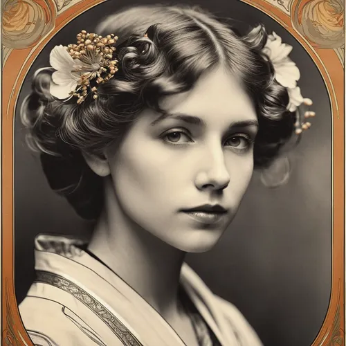 vintage female portrait,mary pickford - female,lillian gish - female,vintage woman,art deco woman,mary pickford,ethel barrymore - female,victorian lady,mucha,vintage makeup,vintage girl,emile vernon,art deco frame,vintage women,twenties women,art nouveau frame,1920s,charlotte cushman,ambrotype,rose woodruff,Illustration,Retro,Retro 03