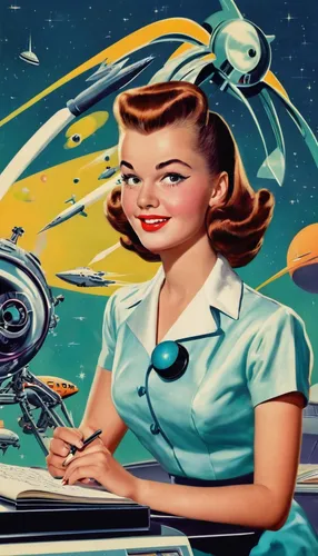 women in technology,retro 1950's clip art,atomic age,girl at the computer,astronomer,sci fiction illustration,astronomers,astronautics,space bar,vintage illustration,voyager golden record,correspondence courses,lunar prospector,retro women,science-fiction,spacefill,cosmonautics day,science fiction,computer graphics,the local administration of mastery,Conceptual Art,Sci-Fi,Sci-Fi 29