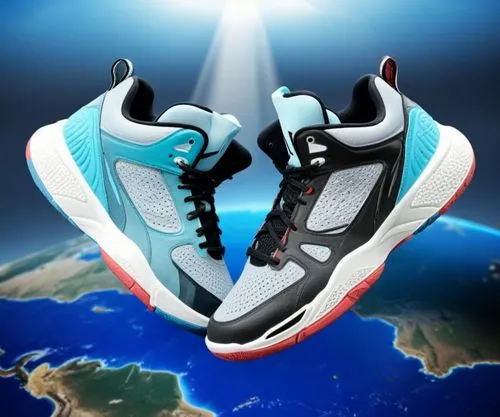 a pair of shoes floating on top of a earth globe,shoes icon,jordan shoes,skytop,jordans,atmos,basketball shoes