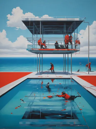 swimming people,lifeguard,swimming pool,underwater playground,life guard,swimmers,aqua studio,swimmer,underwater sports,water polo,young swimmers,outdoor pool,pool bar,island suspended,dug-out pool,medley swimming,capsizes,leisure facility,surrealism,pool house,Illustration,Realistic Fantasy,Realistic Fantasy 24