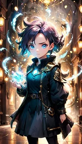 violet evergarden,steampunk,cg artwork,joan of arc,meteora,fantasia,conductor,rem in arabian nights,wiz,magician,arcanum,celestial chrysanthemum,game illustration,leo,libra,portrait background,alm,mage,celestial event,clockmaker,Anime,Anime,Cartoon