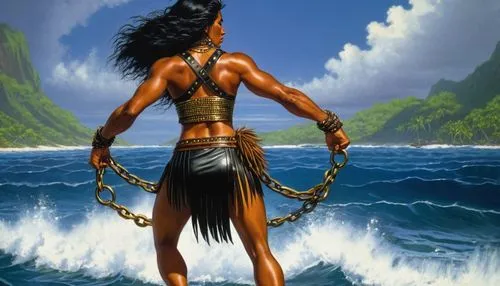 atlantean,polynesian girl,moana,marquesas,orishas,tangaroa,Illustration,American Style,American Style 07