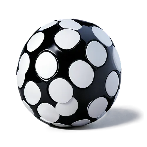 Soccer ball, transparent background, high-gloss surface, white pentagons, black hexagons, textured panels, detailed stitching, inflated shape, slight rotation, 3/4 composition, softbox lighting, shall