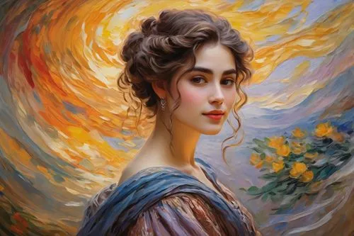 fantasy portrait,mystical portrait of a girl,perugini,romantic portrait,bohemian art,amidala,melisandre,hypatia,world digital painting,young woman,portrait of a girl,woman portrait,art painting,flamenca,artemisia,fantasy art,boho art,oil painting,victorian lady,pittura,Art,Artistic Painting,Artistic Painting 04