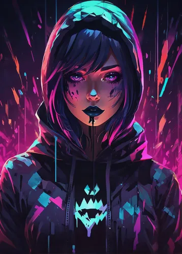 cyberpunk,neon ghosts,neon,hoodie,cyber,twitch icon,raven rook,neon arrows,ultraviolet,echo,neon light,mute,parka,colorful doodle,vector art,hooded,vector illustration,tumblr icon,fallen colorful,moody portrait,Conceptual Art,Daily,Daily 21