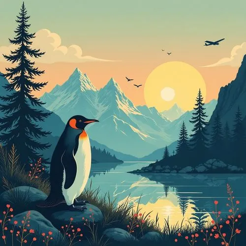 xubuntu,nature background,penguin,gentoo,emperor penguin,flower and bird illustration,Unique,Paper Cuts,Paper Cuts 05