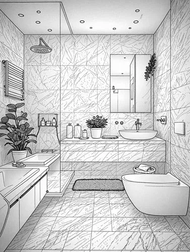 luxury bathroom,modern minimalist bathroom,bathroom,bath room,ensuite,banyo,tile kitchen,tiling,the tile plug-in,marazzi,sketchup,bagno,3d rendering,washroom,beauty room,ceramic tile,marble texture,wireframe graphics,vanities,kitchen design,Design Sketch,Design Sketch,Detailed Outline