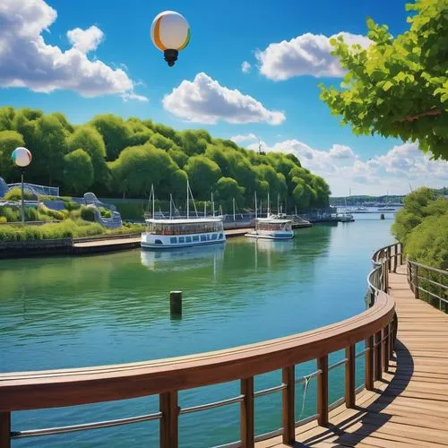 landscape background,waterfront,harborwalk,boat landscape,boat harbor,beautiful landscape,wooden pier,background view nature,wooden bridge,harbor,coastal landscape,harborfront,houseboats,seaside country,seaside resort,boardwalks,thun lake,nature background,japan landscape,boat dock,Illustration,Abstract Fantasy,Abstract Fantasy 02