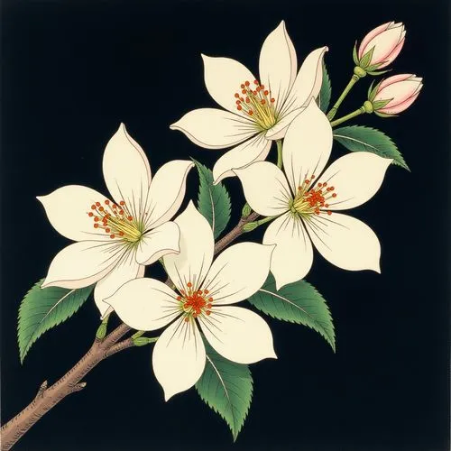 illustration of the flowers,frangipani,magnolia stellata,white magnolia,magnolia star,white blossom