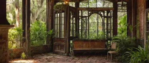 conservatory,abandoned place,garden door,dandelion hall,abandoned places,greenhouse,naples botanical garden,forest chapel,lost place,atriums,wintergarden,winter garden,abandoned room,bird cage,victorian room,hanging plants,old windows,orangery,art nouveau frame,pergola,Art,Classical Oil Painting,Classical Oil Painting 21