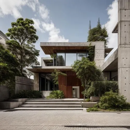 a house with steps and plants growing on the wall,modern house,mid century house,seidler,modern architecture,contemporary,dunes house,mid century modern,lasdun,eisenman,brutalism,cantilevers,midcentur