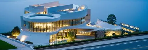 a po of the exterior of a building with modern architecture,bjarke,mahdavi,bahai,koolhaas,griffith observatory,docomomo,guggenheim museum,cube house,eisenman,modern architecture,gehry,sfai,niemeyer,sn