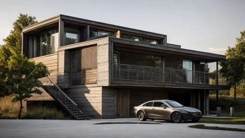 modern house,modern architecture,folding roof,timber house,dunes house,cubic house,residential house,wooden house,automotive exterior,mercedes eqc,wooden facade,smart house,smart home,contemporary,mod