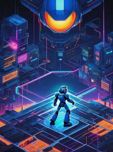 cyber,cyberpunk,nova,pixel cells,electro,portal,robot icon,retro background,futuristic,pixels,game illustration,cyberspace,scifi,80's design,game art,4k wallpaper,atom,superhero background,metropolis,mech,Illustration,American Style,American Style 12