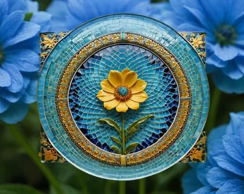 blue chrysanthemum,water lily plate,blue daisies,embroidered flowers,decorative plate,blue flower,blue petals,blu flower,floral ornament,faience,vintage embroidery,stitched flower,flower art,flower ma