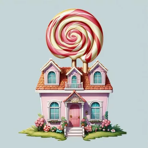 2d front sprite of a lollipop house, transparent background,an image of a candy house with a big lollipop,candyland,houses clipart,airbnb logo,dreamhouse,little house,beachhouse,Illustration,Abstract 