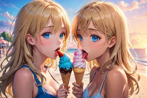 ice creams,popsicle,kawaii ice cream,ice cream,popsicles,summer background,icecream,ice cream on stick,ice pop,sweet ice cream,gelati,ice popsicle,soft ice cream,paletas,beach background,shaved ice,icepop,homasho,ice cream stand,girl kiss,Anime,Anime,Realistic