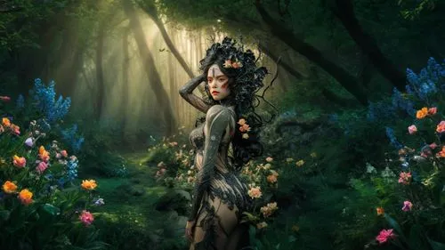 dryad,faerie,faery,elven flower,fairy forest,the enchantress,fae,elven forest,girl with tree,girl in a wreath,girl in flowers,swath,enchanted forest,fantasy picture,fairy queen,flower fairy,garden fairy,rusalka,garden of eden,fantasy art