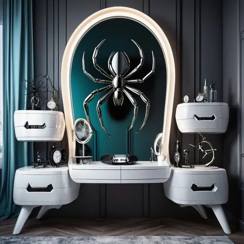 octopus vector graphic,vanities,diadem spider,washstand,washlet,art deco background,art deco,dressing table,luxury bathroom,blackarachnia,toilet table,shelob,silver octopus,beauty room,the throne,furnishes,derivable,throne,interior decoration,bath room,Photography,General,Realistic