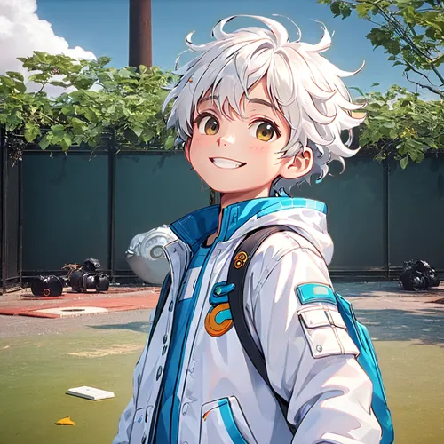 anime boy,child in park,portrait background,amusement park,anchovy,killua,chaoyang,parka,cg artwork,anime cartoon,would a background,anime japanese clothing,transparent background,track,clean backgrou