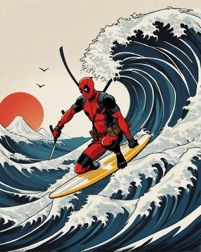 vanterpool,deadpool,surfing,surfer,channelsurfer,samurai,daredevil,kitesurfer,skiboarding,cool woodblock images,bodysurfing,surfers,surf,samurai fighter,surfcontrol,swamis,stand-up paddling,kagemusha,dead pool,kite boarder wallpaper,Illustration,Vector,Vector 08