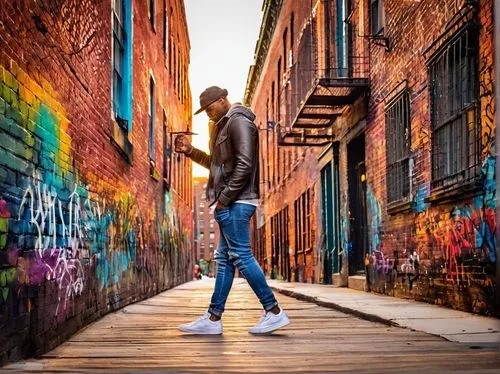 alleyway,alleyways,alleys,alley,colorful city,alleycat,urban,brick wall background,brickyards,girl walking away,brick background,jeans background,gastown,colorful background,graffiti,color wall,sidestreet,man holding gun and light,man with saxophone,otr,Illustration,Paper based,Paper Based 24