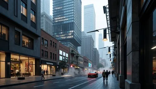 yonge,new york streets,city scape,cityscapes,streetscape,laneways,manhattan,streetscapes,shopping street,urban landscape,berczy,street scene,alleyway,maisonneuve,city corner,toronto,yorkville,5th avenue,storefronts,midmarket