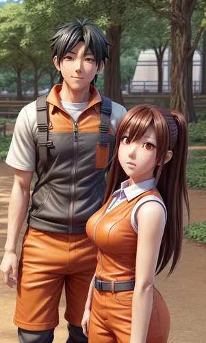 park staff,anime 3d,action-adventure game,honmei choco,anime japanese clothing,game arc,adventure game,park akanda,orange,orange color,baseball uniform,background image,school uniform,3d rendered,sports uniform,stand models,jinrikisha,a uniform,hands holding,videogames