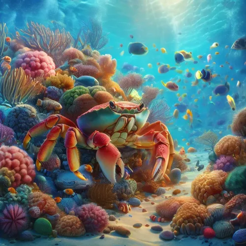 an octo and fish underwater scene in the ocean,sea life underwater,under sea,underwater background,anemone shrimp,coral guardian,fruits of the sea