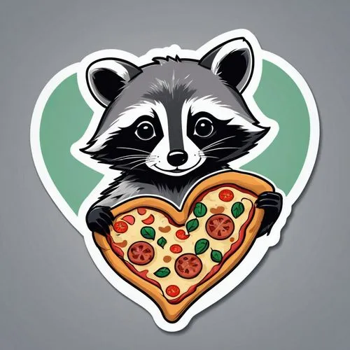 racoon,raccoon,twitch icon,clipart sticker,sticker,pizza love,Unique,Design,Sticker