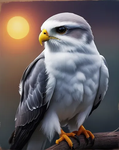 Write a suspenseful story where a black-shouldered kite plays a vital role in solving a mysterious crime.,black-winged kite,black-shouldered kite,eagle illustration,white eagle,owl background,bird pai