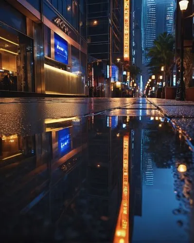 water reflection,puddle,refleja,flooded pathway,reflection in water,reflections in water,reflejo,reflections,reflecting pool,night lights,waterstreet,light reflections,street lights,streetlights,puddles,jbr,vdara,city lights,citylights,reflected,Illustration,American Style,American Style 04