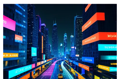 cybercity,colorful city,cyberscene,cityscape,cybertown,neon arrows,cityzen,metropolis,synth,hypermodern,polara,shinjuku,tokyo city,noncorporate,microdistrict,city at night,neons,cyberia,cyberpunk,urban,Illustration,Children,Children 03