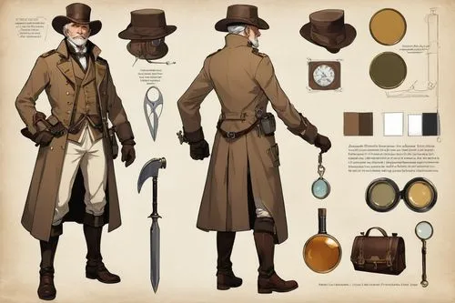 stovepipe hat,layton,tailcoat,roxton,deerskin,haberdasher,greatcoat,pardner,earps,arquebusiers,quartermain,buckskin,tricorn,tailcoats,gunfighter,bushranger,bryologist,micawber,prospectors,bushrangers,Unique,Design,Character Design