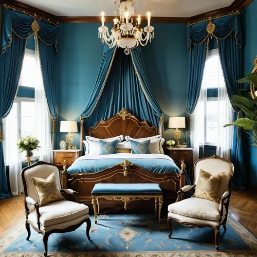 bedchamber,blue room,ornate room,chambre,venice italy gritti palace,victorian room,four poster,malplaquet,great room,danish room,ritzau,mazarine blue,opulently,gournay,rococo,chevalerie,housedress,opulent,bagatelle,opulence,Photography,General,Realistic