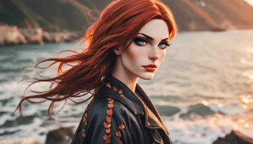 clary,red head,redhair,celtic queen,red-haired,fantasy woman,redheads,scarlet witch,girl on the dune,redhead doll,redheaded,elven,black widow,vampire woman,red hair,portrait photography,sorceress,fantasy portrait,beach background,shades of red