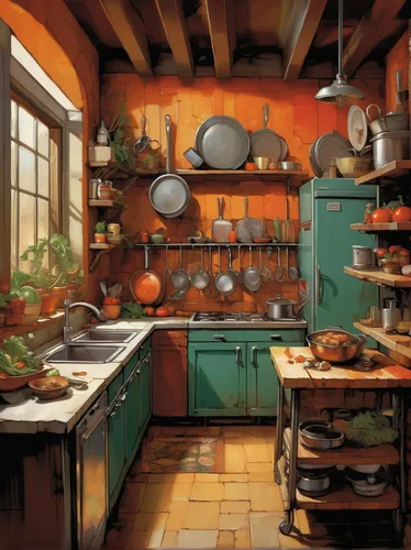 victorian kitchen,vintage kitchen,tile kitchen,kitchen,the kitchen,kitchen interior,tjena-kitchen,kitchenware,cookware and bakeware,kitchen shop,big kitchen,copper cookware,chefs kitchen,kitchen design,kitchen cabinet,kitchenette,ceramic hob,kitchen tools,kitchen equipment,cooking utensils,Conceptual Art,Oil color,Oil Color 04