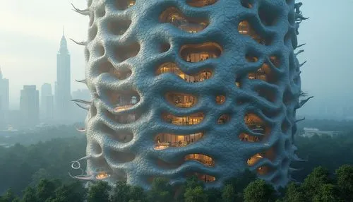 building honeycomb,honeycomb structure,futuristic architecture,arcology,solar cell base,cellular tower,futuristic landscape,the energy tower,mandelbulb,residential tower,sky space concept,biospheres,the hive,bee house,biomimicry,apartment block,sky apartment,insect house,cocoons,cubic house,Photography,General,Realistic