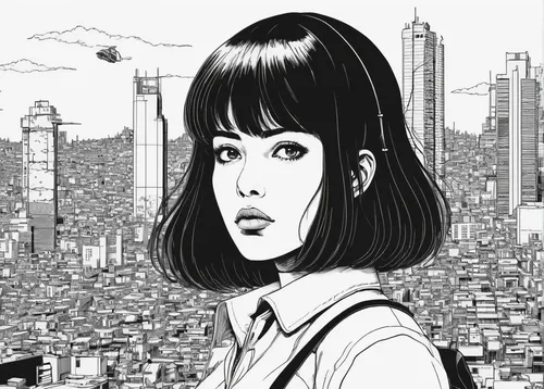 city ​​portrait,mono line art,shirakami-sanchi,mari makinami,office line art,mono-line line art,tokyo city,shibuya,shinjuku,city trans,tokyo,白斩鸡,comic style,tokyo ¡¡,anime cartoon,maimi fl,girl drawing,cityscape,girl with speech bubble,worried girl,Illustration,Black and White,Black and White 16