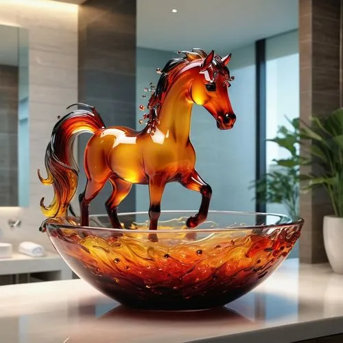 fire horse,colorful horse,glass vase,shashed glass,painted horse,horseland,Photography,General,Natural