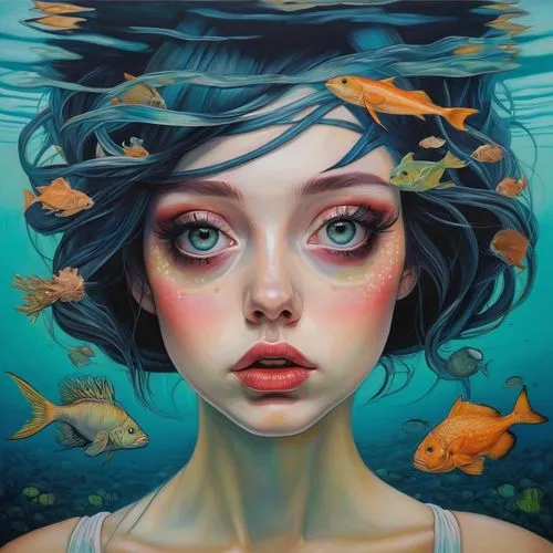 underwater background,submerged,jasinski,siren,underwater,fish in water,Conceptual Art,Daily,Daily 15