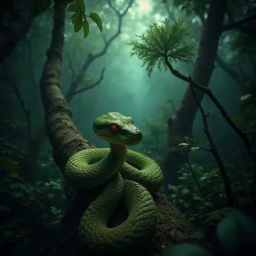 green python,green tree python,green tree snake,green mamba,tree python,green snake