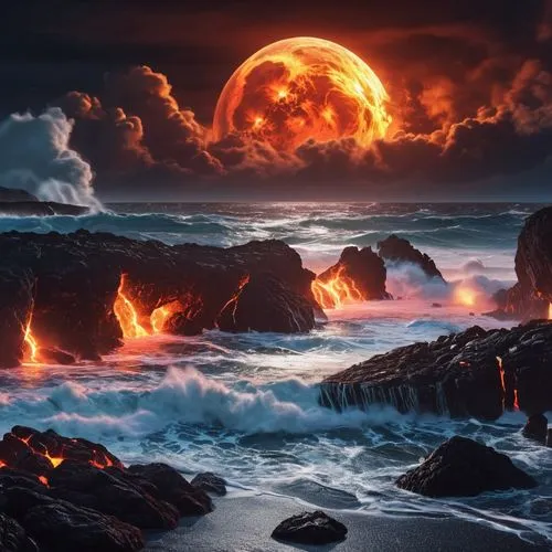 volcanic,lava,lava flow,volcanic landscape,lava balls,fire background,Photography,General,Realistic