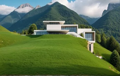 house in the mountains,house in mountains,alpine pastures,svizzera,grass roof,dymaxion,swiss house,alpine landscape,ecotopia,south tyrol,eggishorn,green landscape,earthship,dreamhouse,glickenhaus,green lawn,home landscape,roof landscape,mountainside,mountain pasture,Photography,General,Realistic