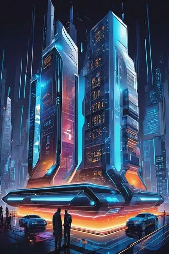 cybercity,futuristic landscape,cybertown,cyberport,futuristic architecture,arcology,cyberworld,futuristic,futuristic art museum,cyberia,scifi,sci - fi,megacorporation,megacorporations,futurists,futurist,lexcorp,tron,sci fiction illustration,futuregen,Unique,Design,Sticker