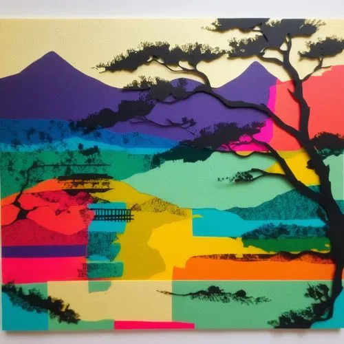 the japanese tree,colorful tree of life,glucksman,japanese art,warhol,andy warhol,warhols,chermayeff,sakurajima,cardstock tree,chiyonofuji,japan landscape,cool woodblock images,serigraphs,cortright,wa