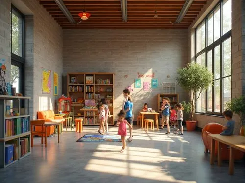 children's interior,prekindergarten,school design,children's room,kindergarten,kids room,kidspace,schoolroom,montessori,kindergartens,reading room,daylighting,bookbuilding,library,collaboratory,children's bedroom,play area,hallway space,playrooms,study room,Photography,General,Realistic