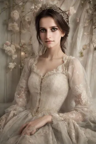 victorian lady,wedding dresses,bridal dress,wedding dress,bridal,noblewoman,the bride,bridal gown,wedding gown,dead bride,principessa,bridewealth,white rose snow queen,sposa,princess sofia,debutante,rosaline,wedding dress train,cinderella,bride,Photography,Realistic